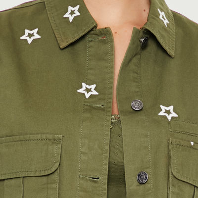 Forever 21 Embroidered Twill Lightweight Womens Juniors Cropped Jacket