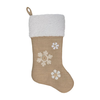 Northlight 20.5in Beige And Ivory Snowflake Embroidered Christmas Stocking