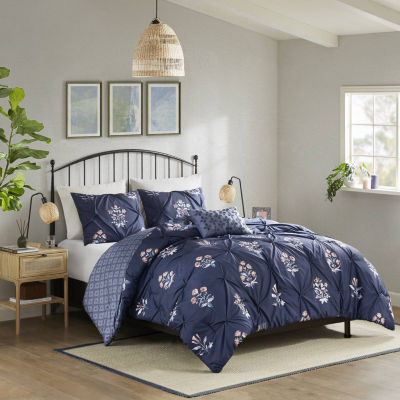 Madison Park Peony Pintuck 4-pc. Midweight Comforter Set