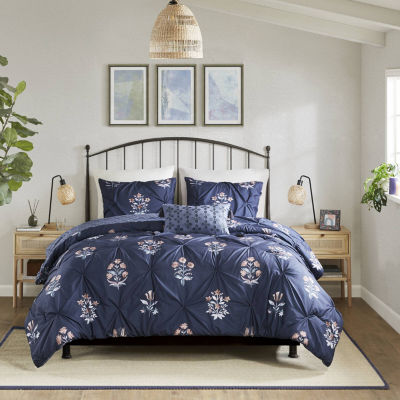 Madison Park Peony Pintuck 4-pc. Midweight Comforter Set