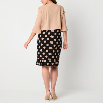 Maya Brooke Womens Dots Jacket Dress