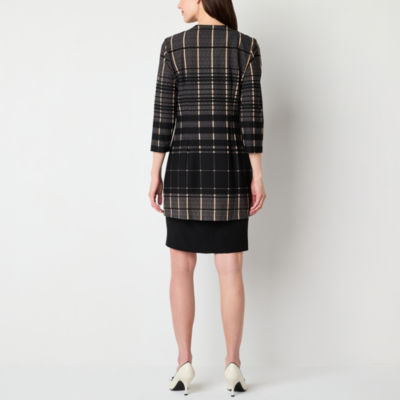 Danny & Nicole Womens Plaid Jacket Dress