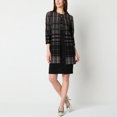 Danny & Nicole Womens Plaid Jacket Dress