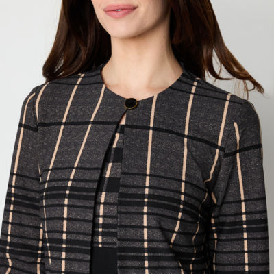 Danny & Nicole Womens Plaid Jacket Dress