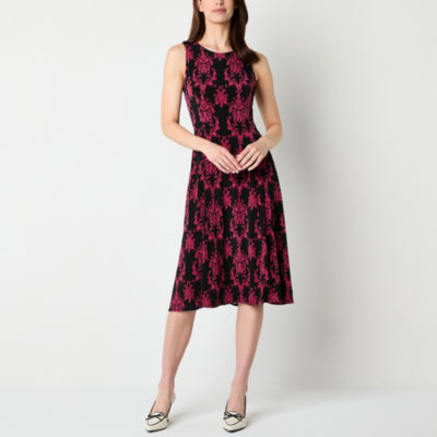 Danny & Nicole Womens Damask Midi Jacket Dress Petite