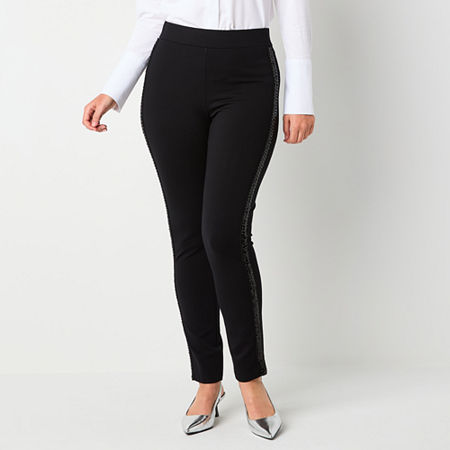 Liz Claiborne Classic Fit Straight Easy-on + Easy-off Seated Wear Trouser, Petite X-large, Black