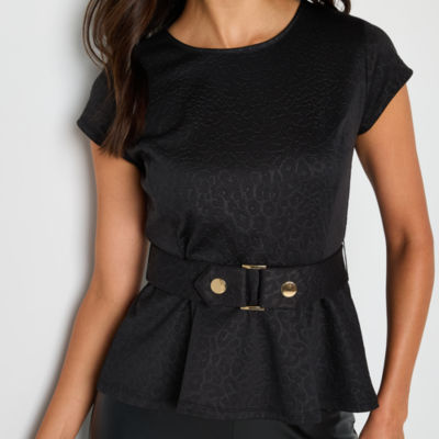 Bold Elements Womens Crew Neck Short Sleeve Peplum Top