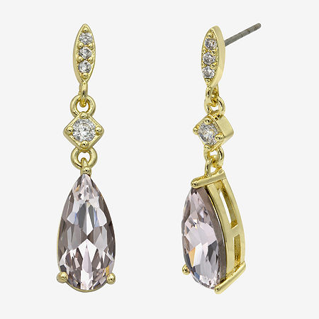 Sparkle Allure Womens Pink Cubic Zirconia 14K Gold Over Brass Pear Drop Earrings, One Size