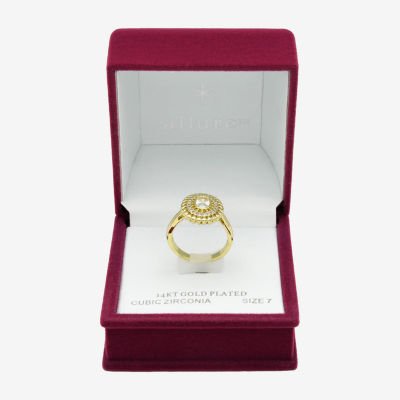 Sparkle Allure Womens Cubic Zirconia 14K Gold Over Brass Round Cocktail Ring
