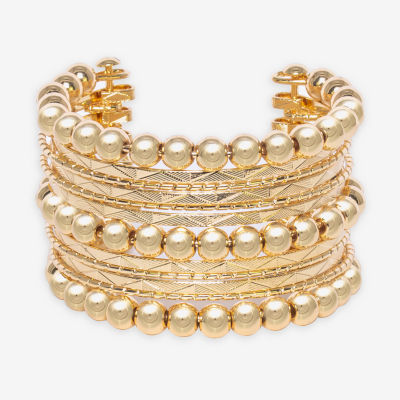Bold Elements Gold Tone Womens Cuff Bracelet