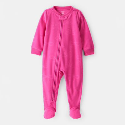 Carter's Baby Girls Fleece Round Neck Long Sleeve Footed Pajamas