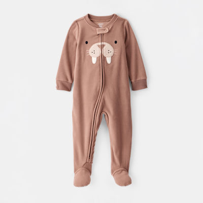 Carter's Baby Boys Footed Fleece Round Neck Long Sleeve One Piece Pajama