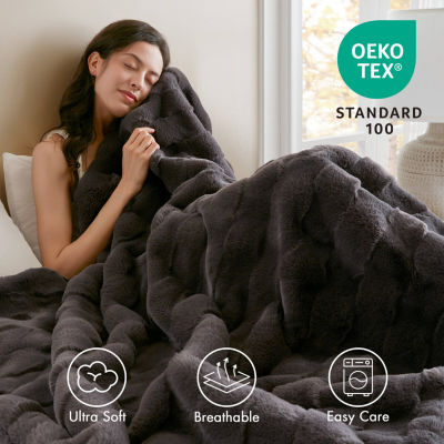 Madison Park Camille Faux Fur Washable Midweight Throw