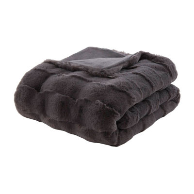 Madison Park Camille Faux Fur Washable Midweight Throw
