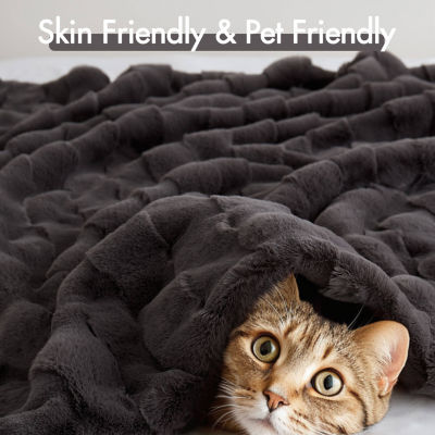 Madison Park Camille Faux Fur Washable Midweight Throw