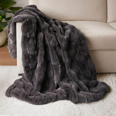 Madison Park Camille Faux Fur Washable Midweight Throw