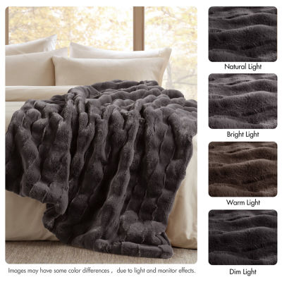Madison Park Camille Faux Fur Washable Midweight Throw