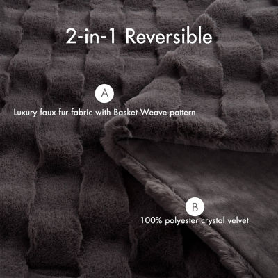 Madison Park Camille Faux Fur Washable Midweight Throw