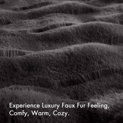 Madison Park Camille Faux Fur Washable Midweight Throw