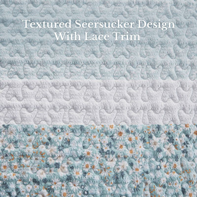 Madison Park Evian Seersucker 4-pc. Hypoallergenic Quilt Set