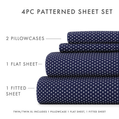Casual Comfort Heart Pattern Deep Pocket Sheet Set