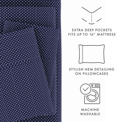 Casual Comfort Heart Pattern Deep Pocket Sheet Set