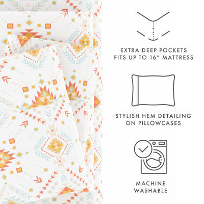 Casual Comfort Boho Pattern Deep Pocket Sheet Set