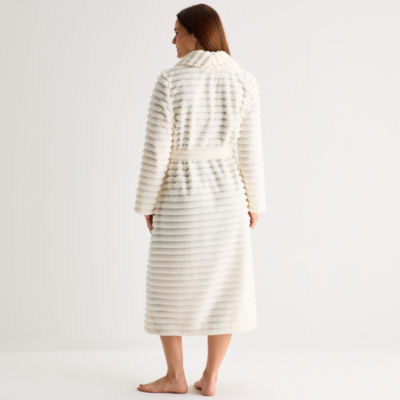 Liz Claiborne Womens Fleece Long Sleeve Long Length Robe
