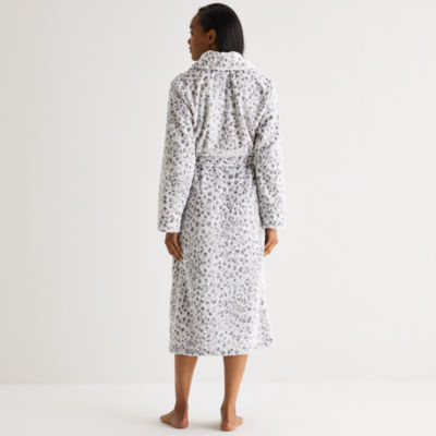 Liz Claiborne Womens Fleece Long Sleeve Long Length Robe