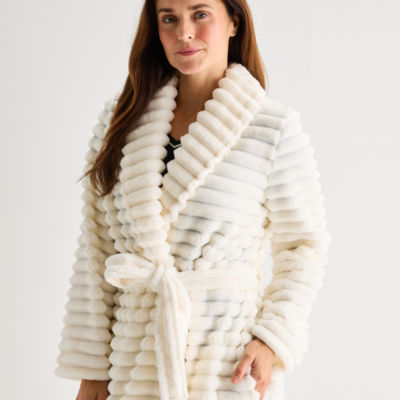 Liz Claiborne Womens Fleece Long Sleeve Long Length Robe