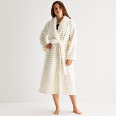 Liz Claiborne Womens Fleece Long Sleeve Long Length Robe