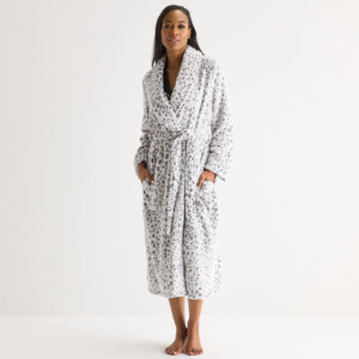 Liz Claiborne Womens Fleece Long Sleeve Long Length Robe