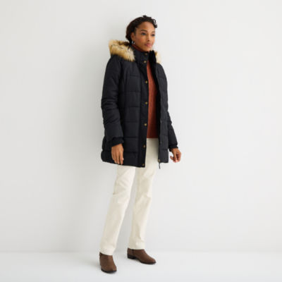St. John's Bay Womens Hooded Heavyweight Puffer Jacket