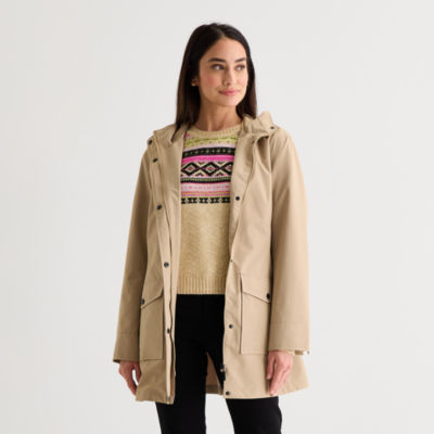 St. John's Bay Womens Hooded Lightweight Raincoat