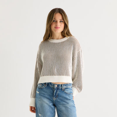 Arizona Juniors Womens Crew Neck Long Sleeve Pullover Sweater