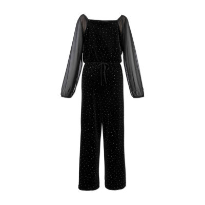 Speechless Big Kid Girls Square Neck Long Sleeve Jumpsuit