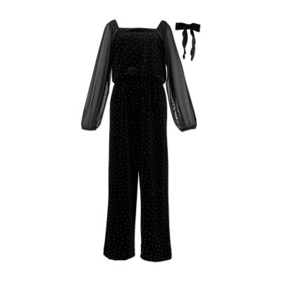 Speechless Big Kid Girls Square Neck Long Sleeve Jumpsuit