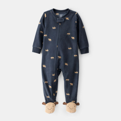 Carter's Baby Boys Fleece Round Neck Long Sleeve Footed Pajamas