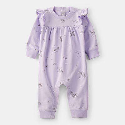 Carter's Baby Girls Round Neck Long Sleeve Jumpsuit