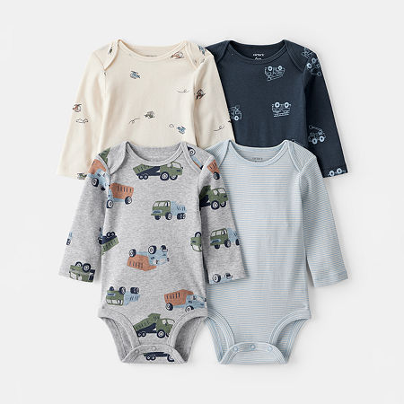 Carter's Baby Boys Round Neck Long Sleeve 4-pc. Bodysuit, 9 Months, Gray