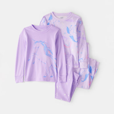 Carter's Baby Girls Rib Round Neck Long Sleeve 4-pc. Pajama Sets