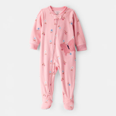 Carter's Baby Girls Footed Fleece Round Neck Long Sleeve One Piece Pajama