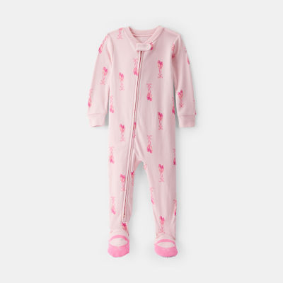 Carter's Baby Girls Footed Rib V Neck Long Sleeve One Piece Pajama