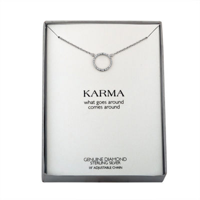 Diamond Accent "Karma" Womens Diamond Accent Natural White Diamond Sterling Silver Circle Pendant Necklaces
