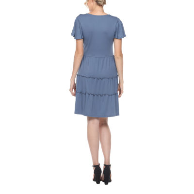 White Mark Womens Short Sleeve Sundress