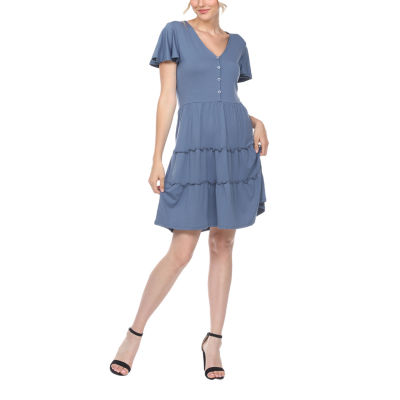 White Mark Womens Short Sleeve Sundress