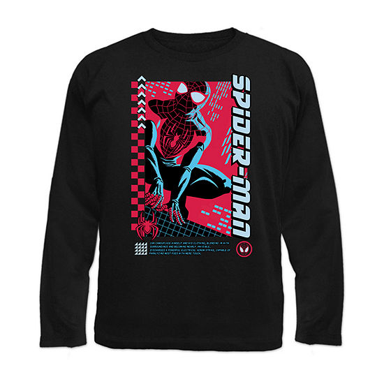 Little & Big Boys Crew Neck Spiderman Long Sleeve Graphic T-Shirt