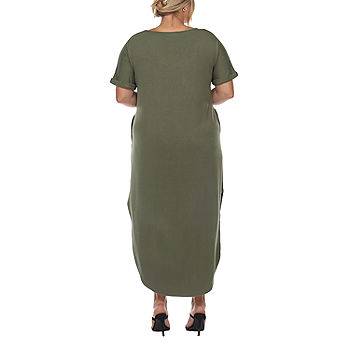 24seven Comfort Apparel Plus Size Womens Long Sleeve Maxi Dress
