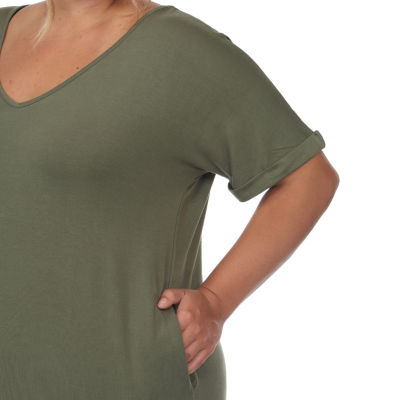 White Mark Womens Plus Short Sleeve Midi Maxi Dress