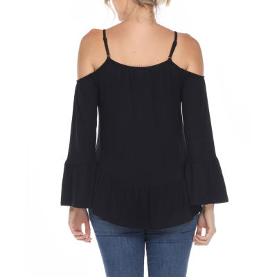 White Mark Womens Square Neck Long Sleeve Tunic Top